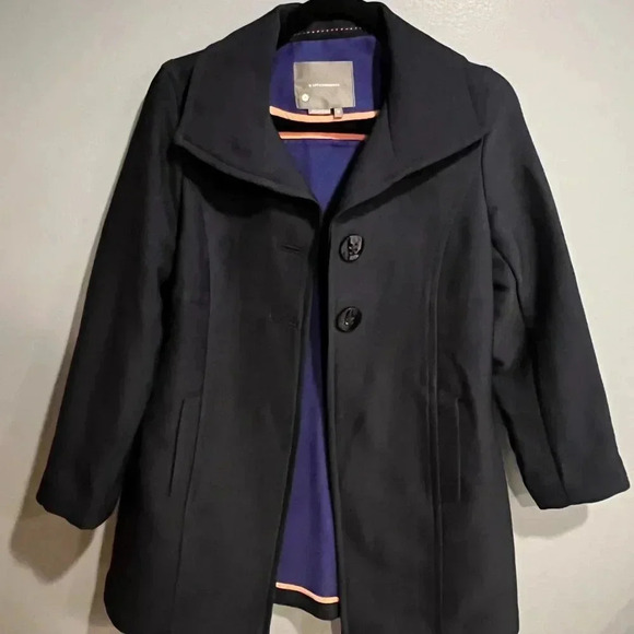 Anthropologie Wellesley Pleated Peacoat in Navy Blue - Women's Size Extra Small - Picture 3 of 10